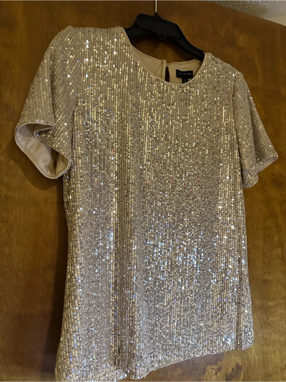 The Limited Champagne Sequin Short Sleeve Top